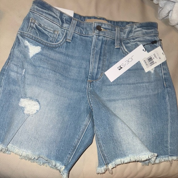 Joe's Jeans NWT $128 retail Light Blue Distressed Jean Shorts - Picture 1 of 4
